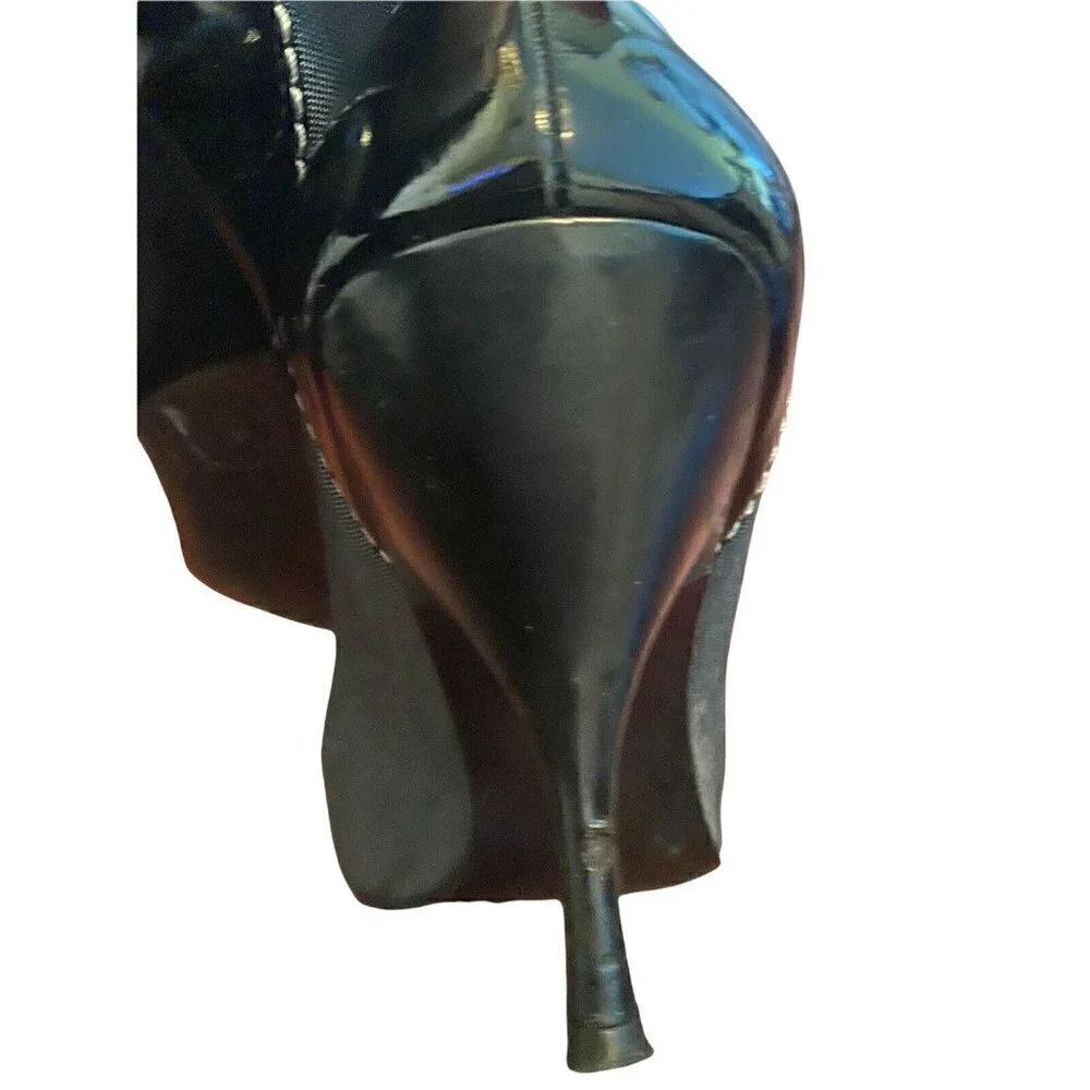 Linea Paolo Sz 9.5 Black Fabric Leather‎ Pointy Toe Women’s Pumps Heels